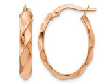 14K Rose Pink Gold Polished Twisted Hoop Earrings (4.00 mm Thick)